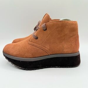 OTBT Wander Women’s Suede Wedge Ankle Boots Brown Size 6.5M Lace Up Comfort